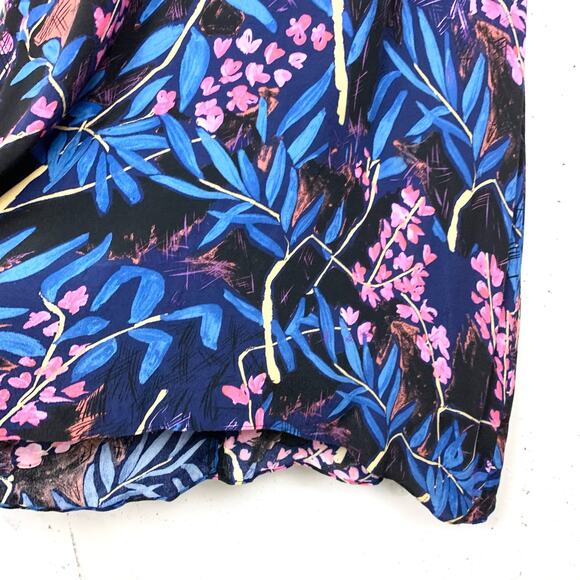 Anthropologie Maeve Womens Elia Dress Open Shoulder Floral Print Blue Pink 6 - Picture 10 of 15